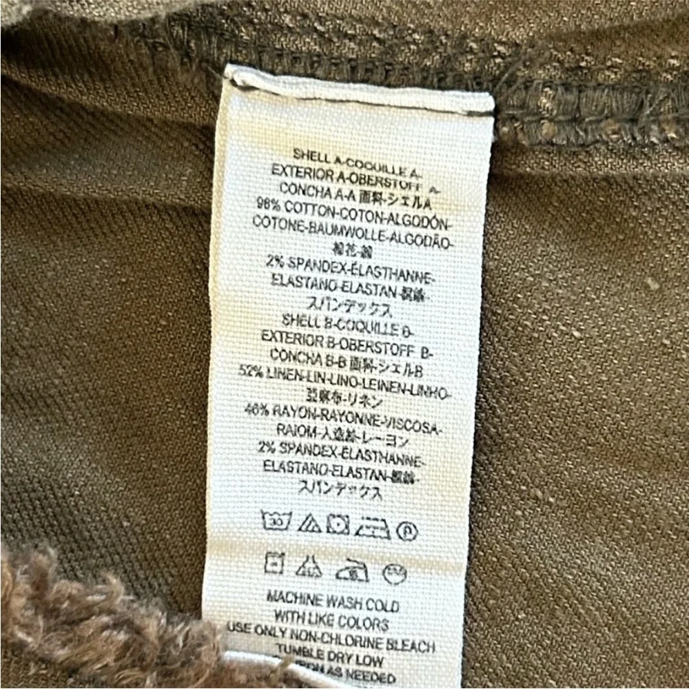 Free People | Women’s Olive Green Ruffle Hem Utility Jacket Button Accents Sz XS